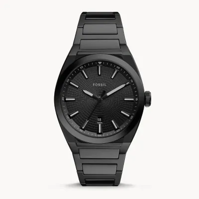 Fossil Everett Three-Hand Date Black Stainless Steel Watch